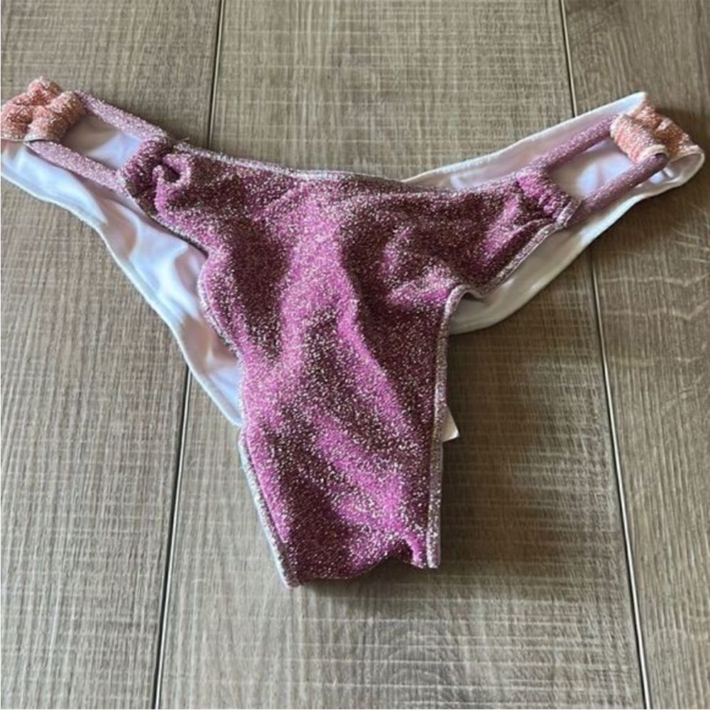Anthropologie Capittana Luciana Shiny Bikini Bottoms Pink Size S